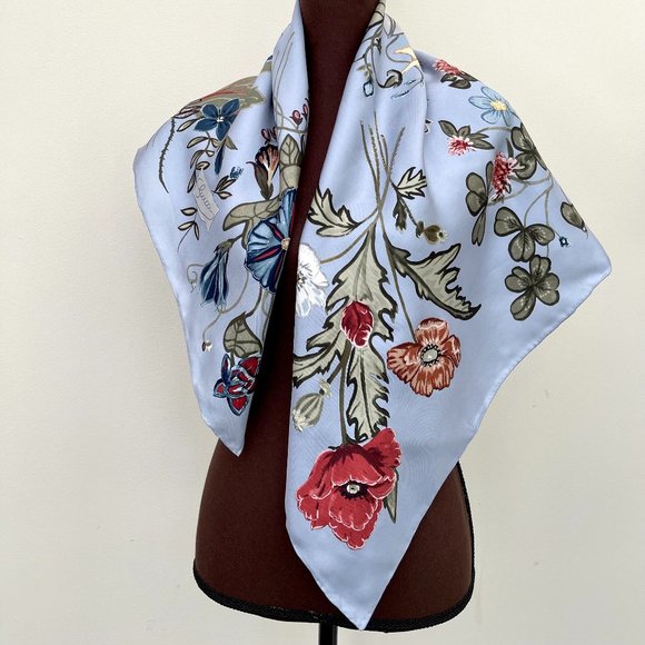 New Gucci Kris Knight Floral Print Silk Scarf with Gucci Gift Box - Picture 7 of 14